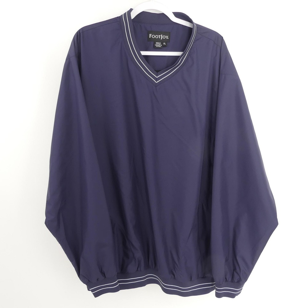 FootJoy Pullover Jacket Men's XL Navy Blue Windbreaker Golf V Neck Lightweight